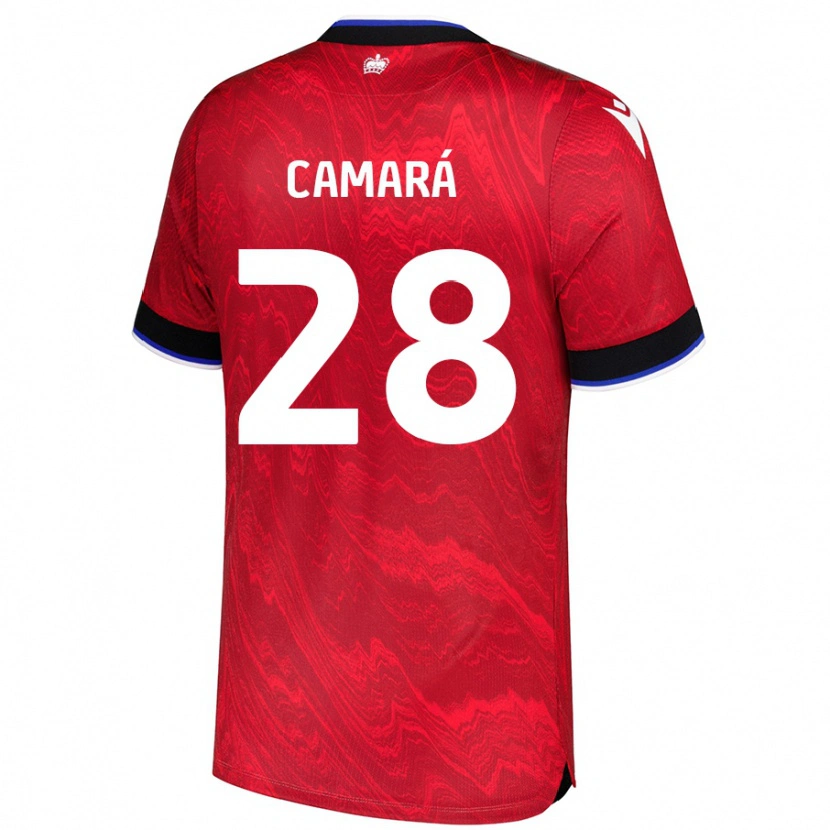 Danxen Kvinnor Mamadi Camará #28 Röd Svart Bortatröja Matchtröjor 2024/25 Tröjor T-Tröja