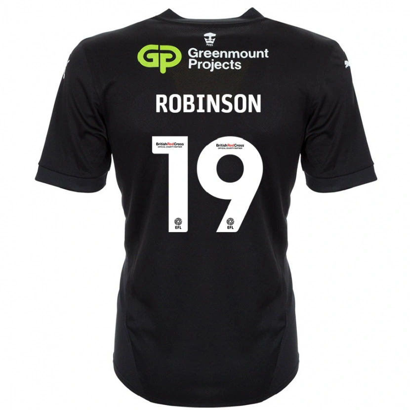 Danxen Kvinnor Luke Robinson #19 Svart Bortatröja Matchtröjor 2024/25 Tröjor T-Tröja