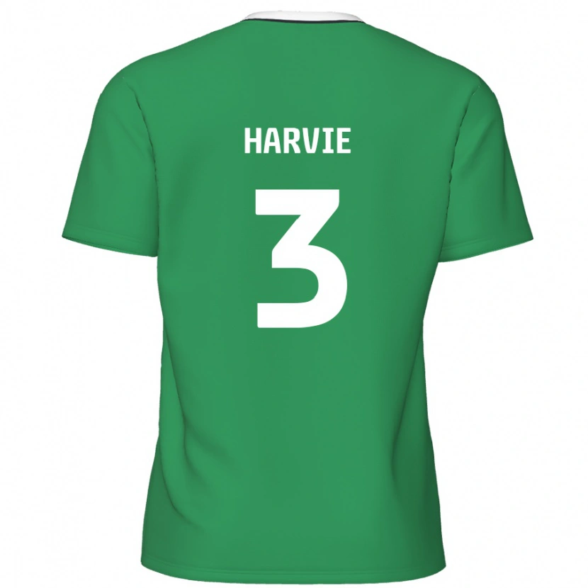 Danxen Kvinnor Daniel Harvie #3 Gröna Vita Ränder Bortatröja Matchtröjor 2024/25 Tröjor T-Tröja