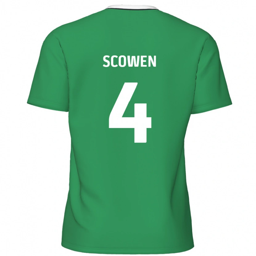 Danxen Kvinnor Josh Scowen #4 Gröna Vita Ränder Bortatröja Matchtröjor 2024/25 Tröjor T-Tröja