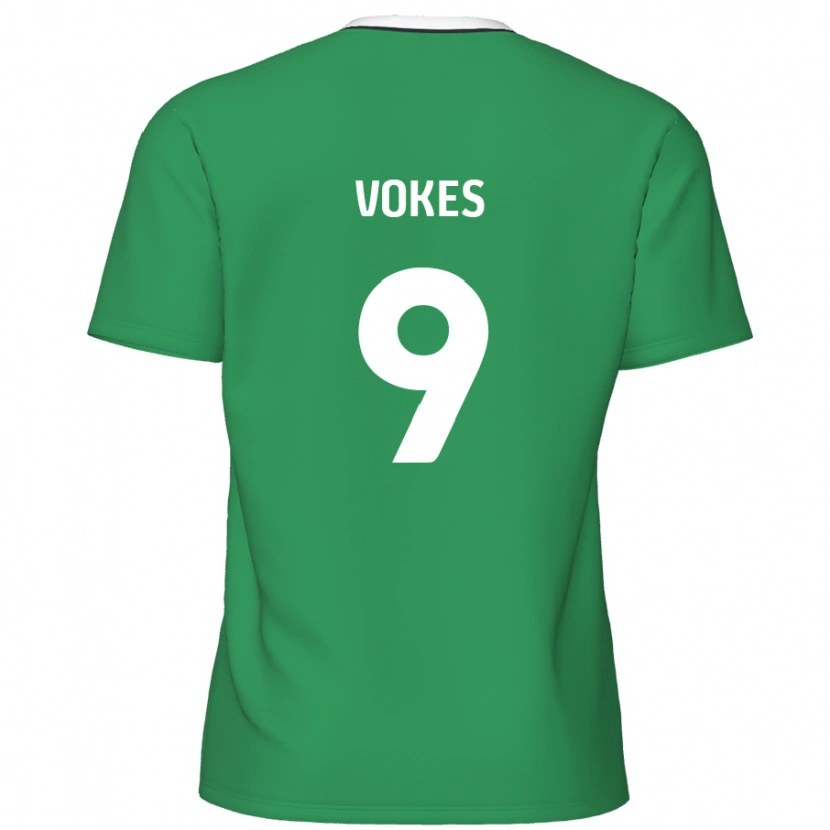 Danxen Kvinnor Sam Vokes #9 Gröna Vita Ränder Bortatröja Matchtröjor 2024/25 Tröjor T-Tröja