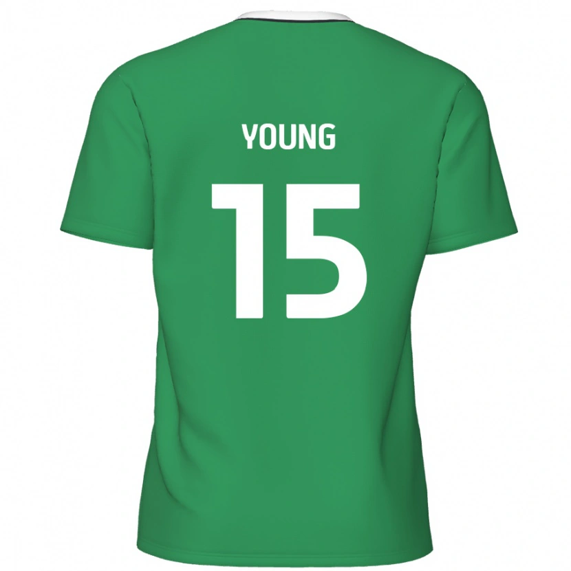 Danxen Kvinnor Jack Young #15 Gröna Vita Ränder Bortatröja Matchtröjor 2024/25 Tröjor T-Tröja
