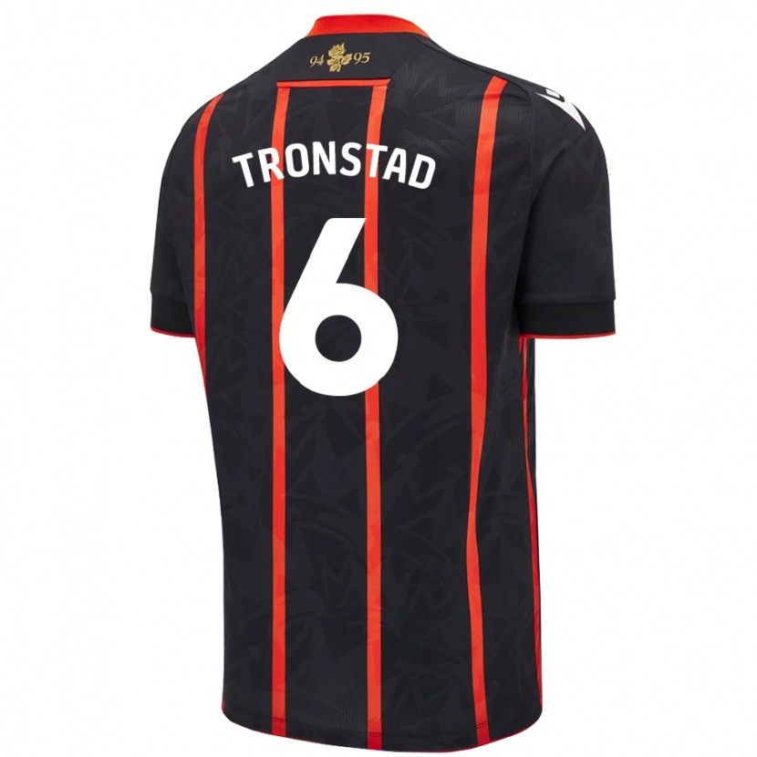 Danxen Kvinnor Sondre Tronstad #6 Svart Röd Bortatröja Matchtröjor 2024/25 Tröjor T-Tröja