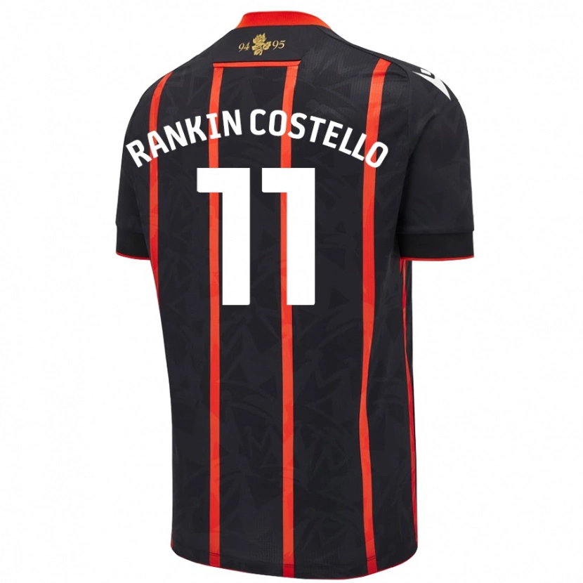 Danxen Kvinnor Joe Rankin-Costello #11 Svart Röd Bortatröja Matchtröjor 2024/25 Tröjor T-Tröja
