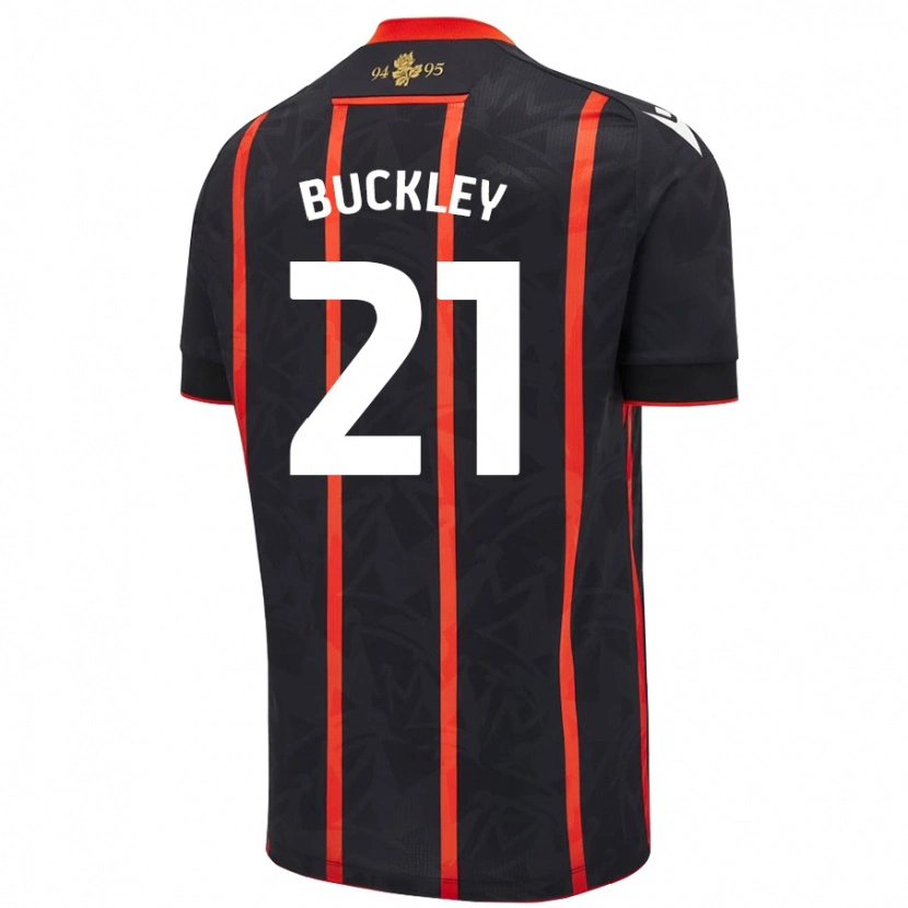 Danxen Kvinnor John Buckley #21 Svart Röd Bortatröja Matchtröjor 2024/25 Tröjor T-Tröja