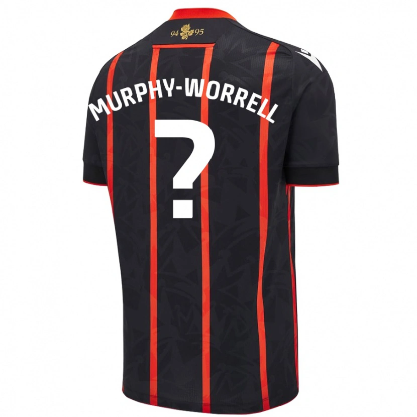 Danxen Kvinnor Paul Murphy-Worrell #0 Svart Röd Bortatröja Matchtröjor 2024/25 Tröjor T-Tröja