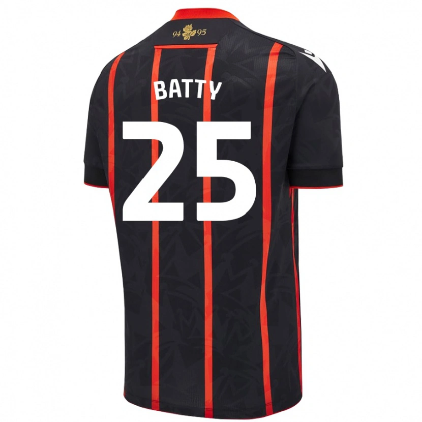 Danxen Kvinnor Jake Batty #25 Svart Röd Bortatröja Matchtröjor 2024/25 Tröjor T-Tröja