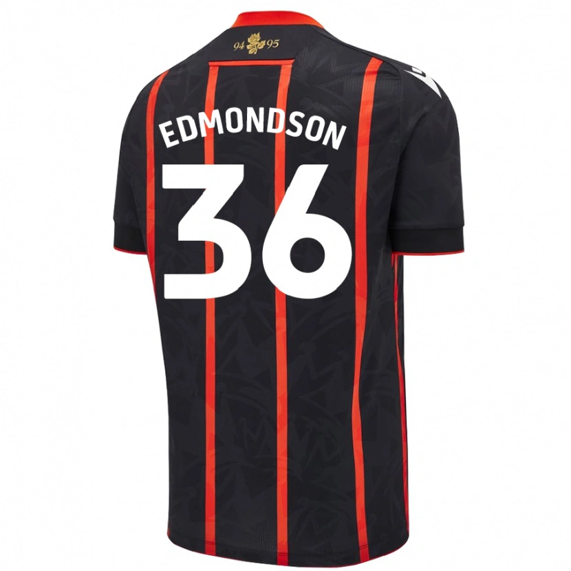 Danxen Kvinnor James Edmondson #36 Svart Röd Bortatröja Matchtröjor 2024/25 Tröjor T-Tröja