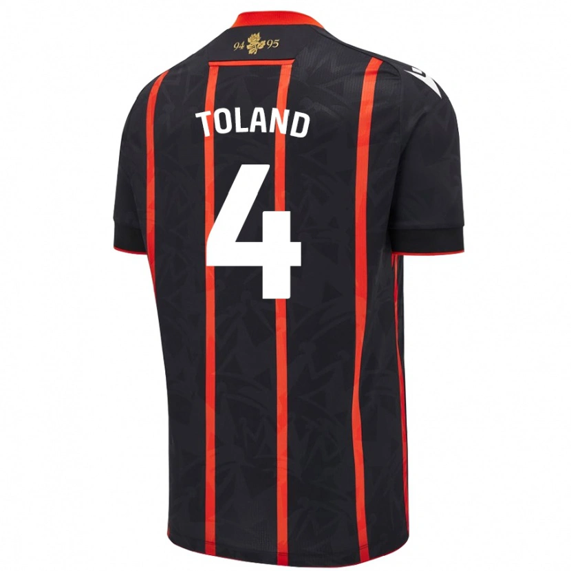 Danxen Kvinnor Tyler Toland #4 Svart Röd Bortatröja Matchtröjor 2024/25 Tröjor T-Tröja