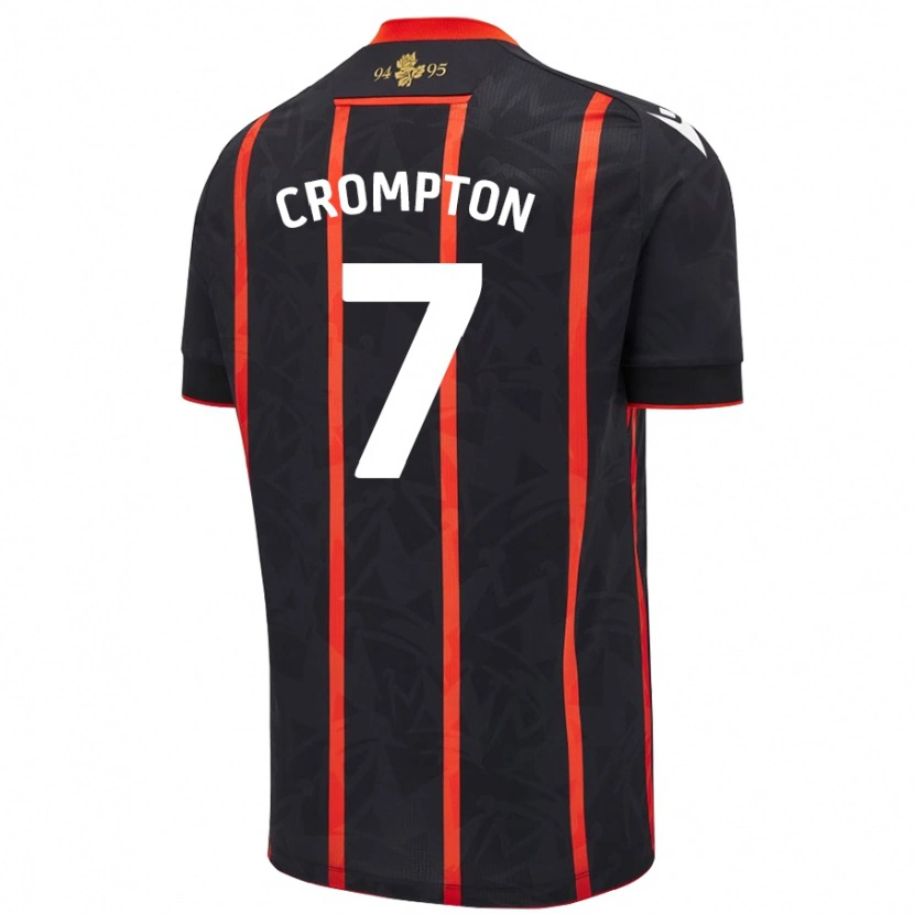 Danxen Kvinnor Farah Crompton #7 Svart Röd Bortatröja Matchtröjor 2024/25 Tröjor T-Tröja