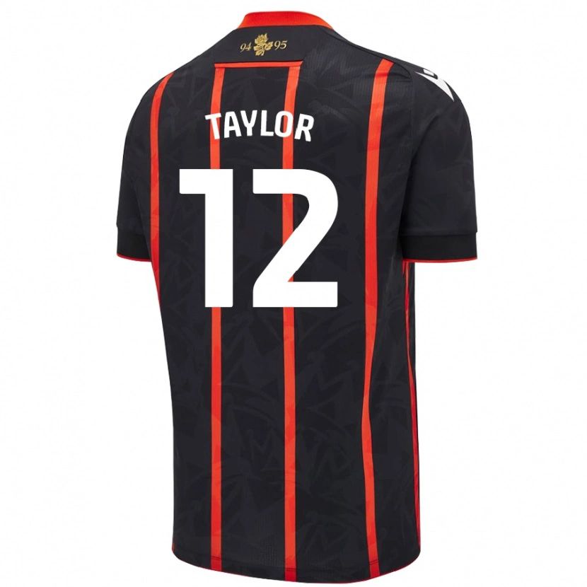 Danxen Kvinnor Emma Taylor #12 Svart Röd Bortatröja Matchtröjor 2024/25 Tröjor T-Tröja