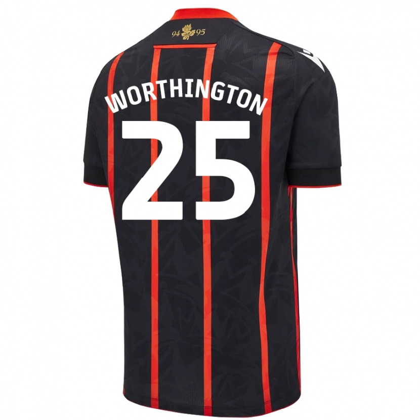 Danxen Kvinnor Nicola Worthington #25 Svart Röd Bortatröja Matchtröjor 2024/25 Tröjor T-Tröja