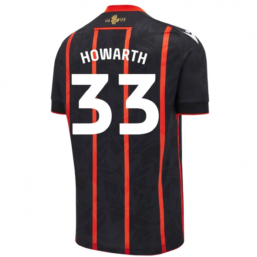 Danxen Kvinnor Taylor Howarth #33 Svart Röd Bortatröja Matchtröjor 2024/25 Tröjor T-Tröja