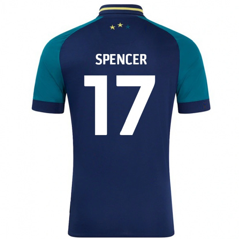 Danxen Kvinnor Brodie Spencer #17 Marinblå Mörkgrön Bortatröja Matchtröjor 2024/25 Tröjor T-Tröja