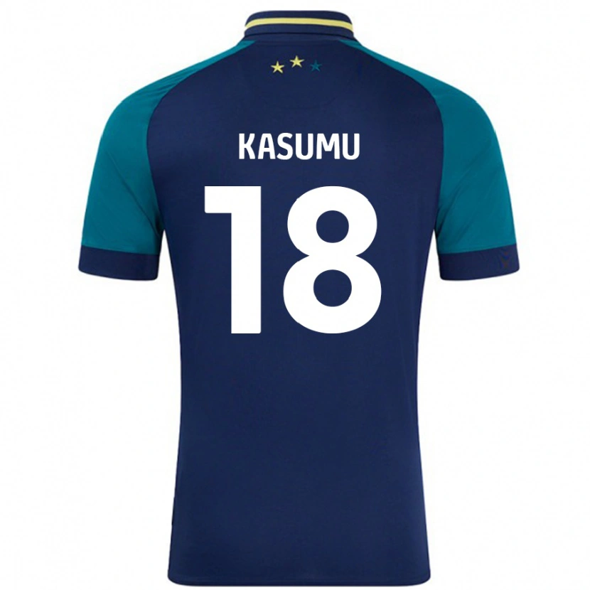 Danxen Kvinnor David Kasumu #18 Marinblå Mörkgrön Bortatröja Matchtröjor 2024/25 Tröjor T-Tröja