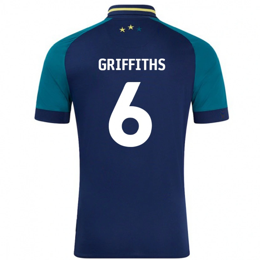 Danxen Kvinnor Lauren Griffiths #6 Marinblå Mörkgrön Bortatröja Matchtröjor 2024/25 Tröjor T-Tröja