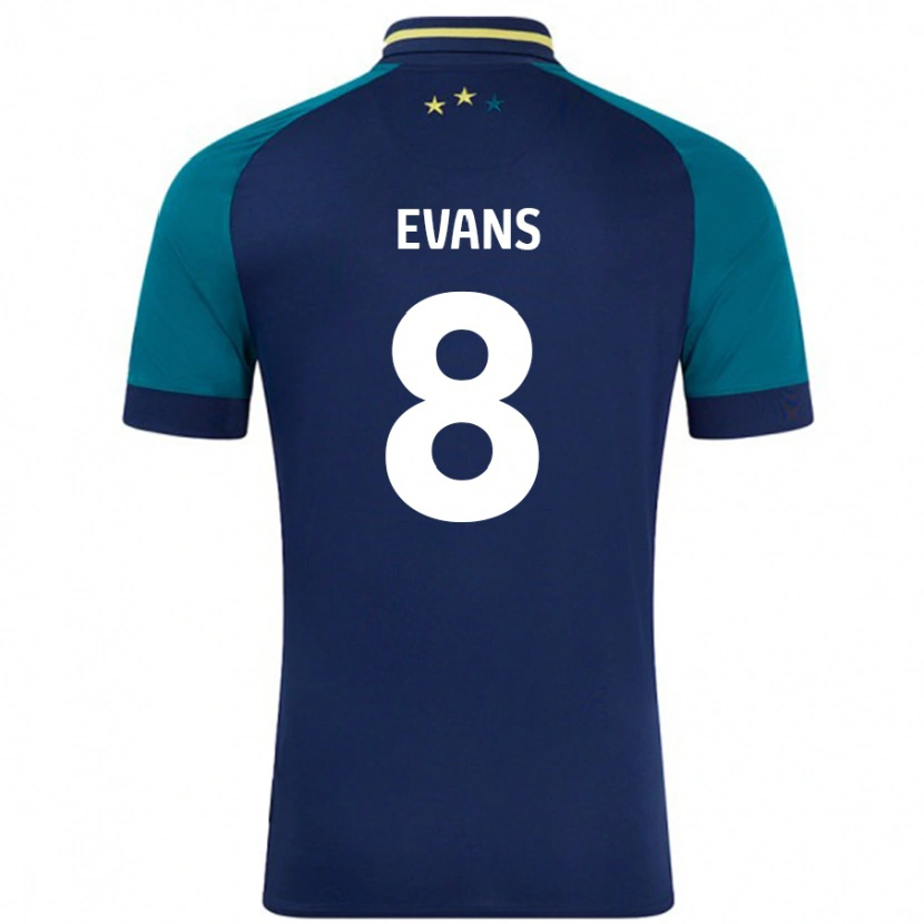 Danxen Kvinnor Charley Evans #8 Marinblå Mörkgrön Bortatröja Matchtröjor 2024/25 Tröjor T-Tröja