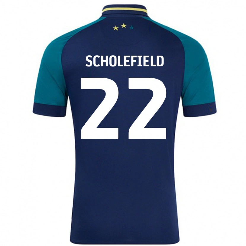 Danxen Kvinnor Lois Scholefield #22 Marinblå Mörkgrön Bortatröja Matchtröjor 2024/25 Tröjor T-Tröja