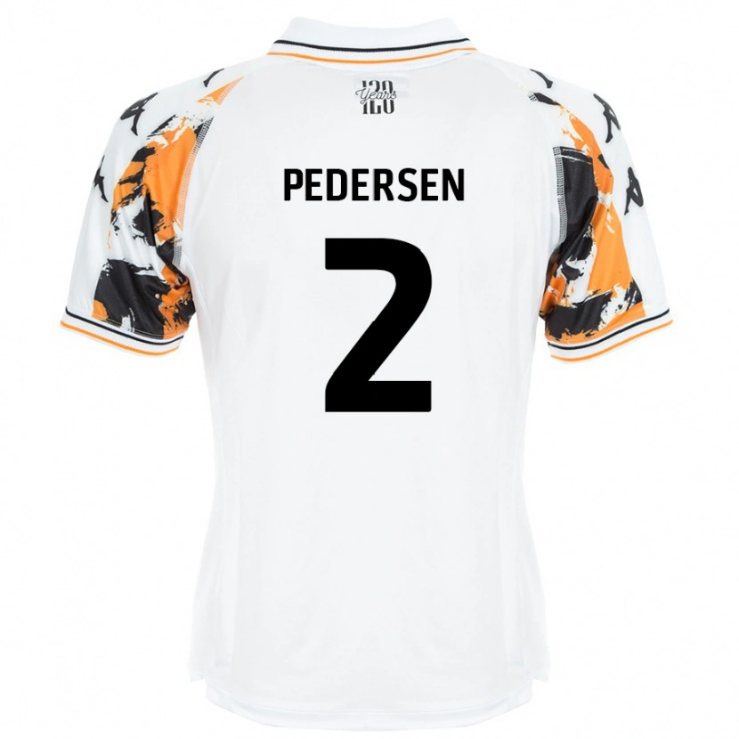 Danxen Kvinnor Eden Pedersen #2 Vit Bortatröja Matchtröjor 2024/25 Tröjor T-Tröja
