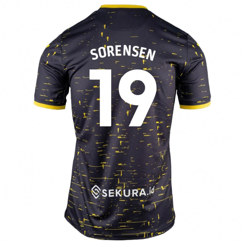 Danxen Kvinnor Jacob Lungi Sørensen #19 Svart Gul Bortatröja Matchtröjor 2024/25 Tröjor T-Tröja