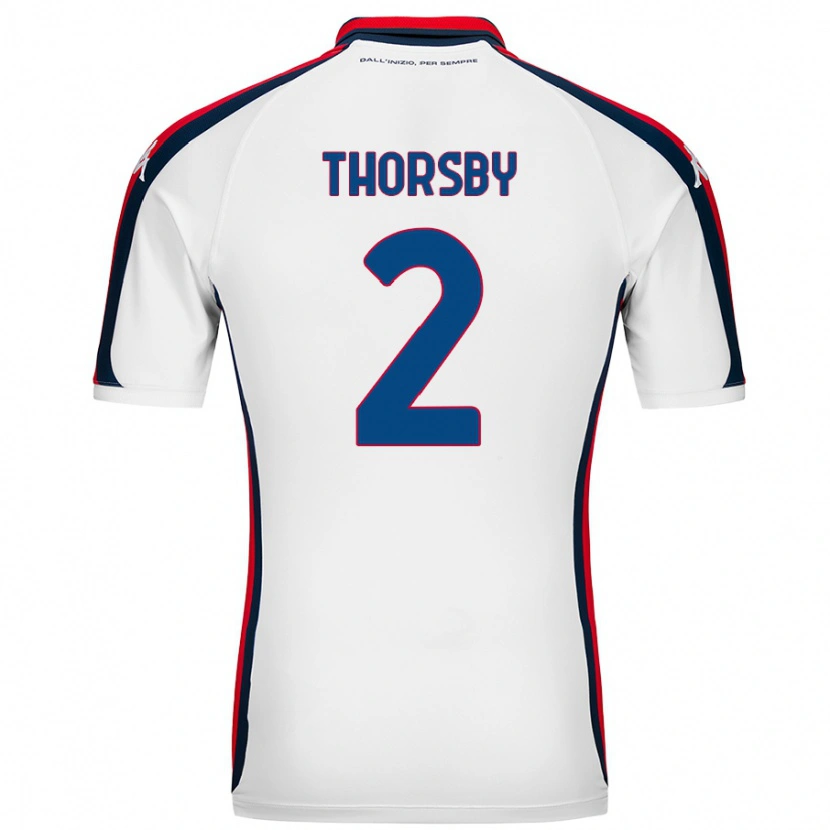 Danxen Kvinnor Morten Thorsby #2 Vit Bortatröja Matchtröjor 2024/25 Tröjor T-Tröja
