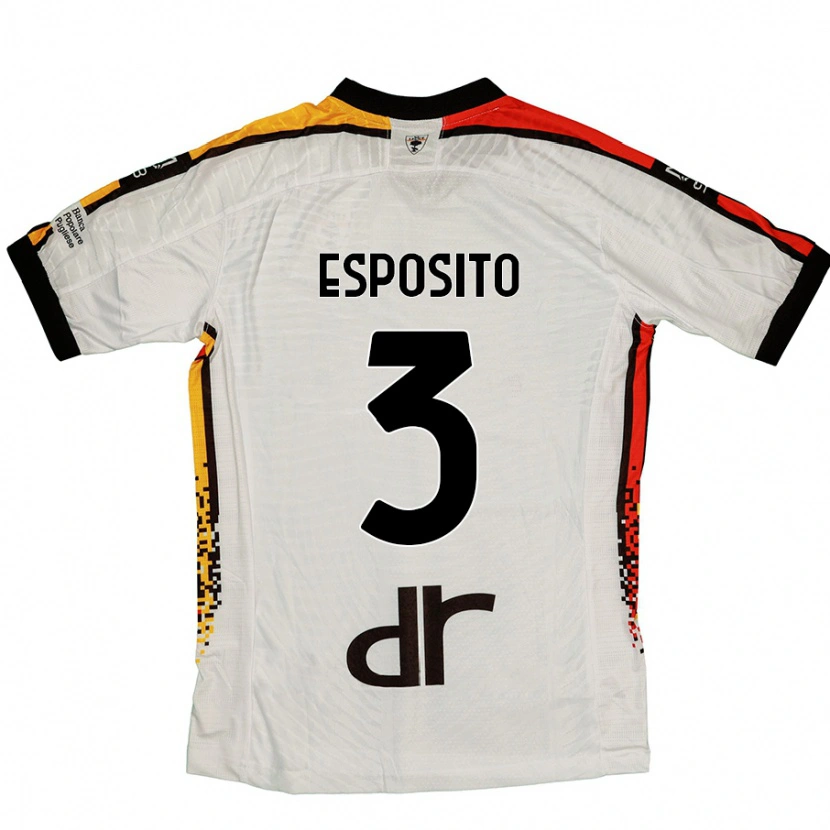 Danxen Kvinnor Sebastian Esposito #3 Vit Svart Bortatröja Matchtröjor 2024/25 Tröjor T-Tröja