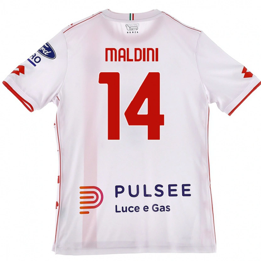 Danxen Kvinnor Daniel Maldini #14 Vit Röd Bortatröja Matchtröjor 2024/25 Tröjor T-Tröja