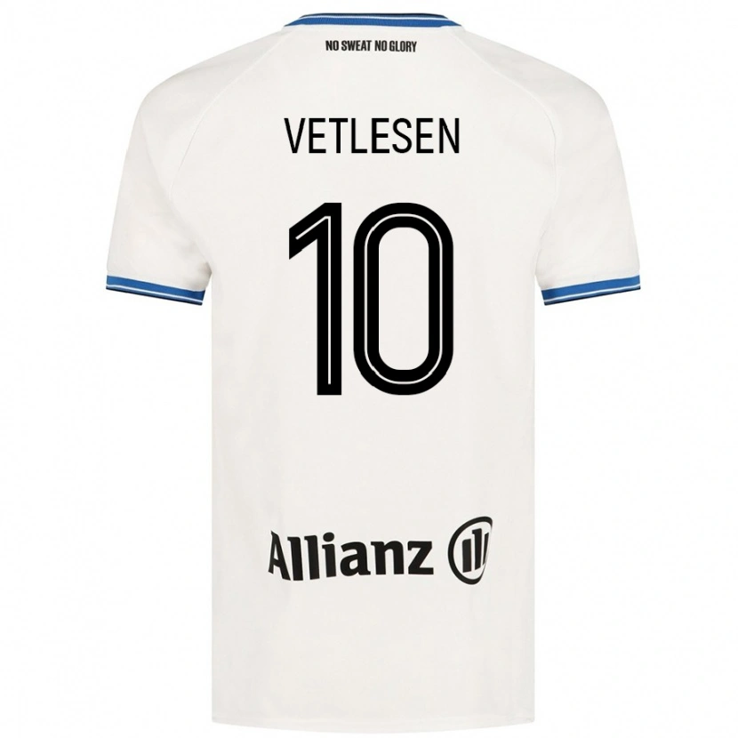 Danxen Kvinnor Hugo Vetlesen #10 Vit Bortatröja Matchtröjor 2024/25 Tröjor T-Tröja