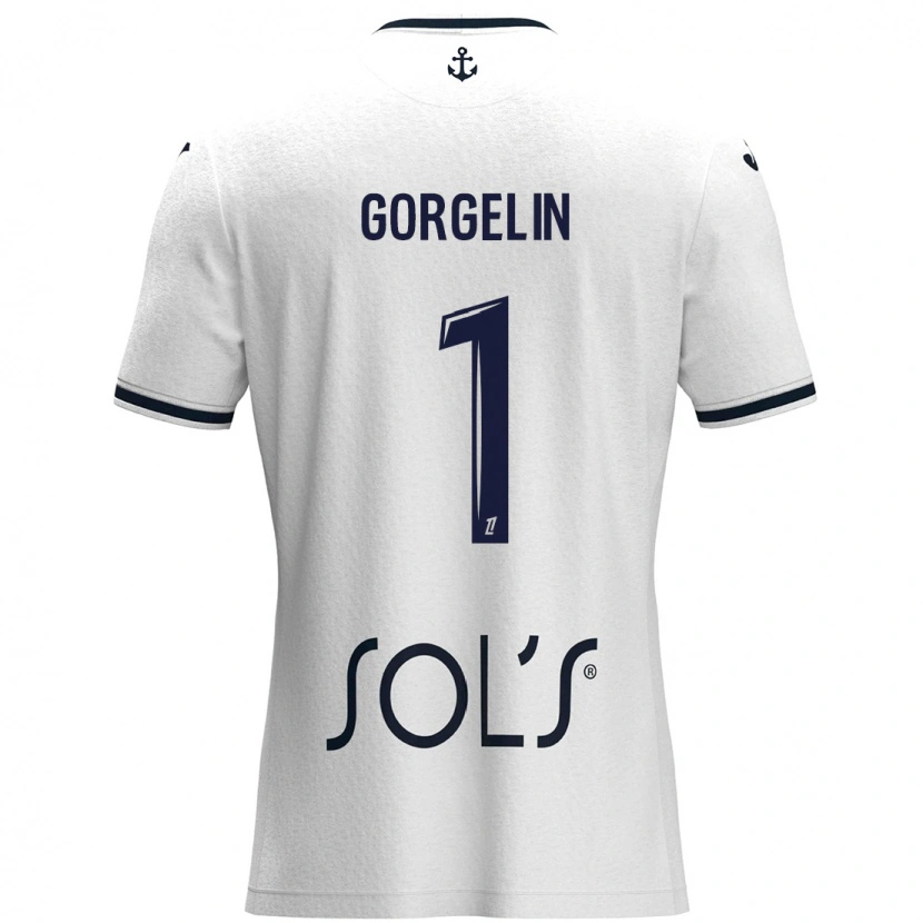 Danxen Kvinnor Mathieu Gorgelin #1 Vit Mörkblå Bortatröja Matchtröjor 2024/25 Tröjor T-Tröja