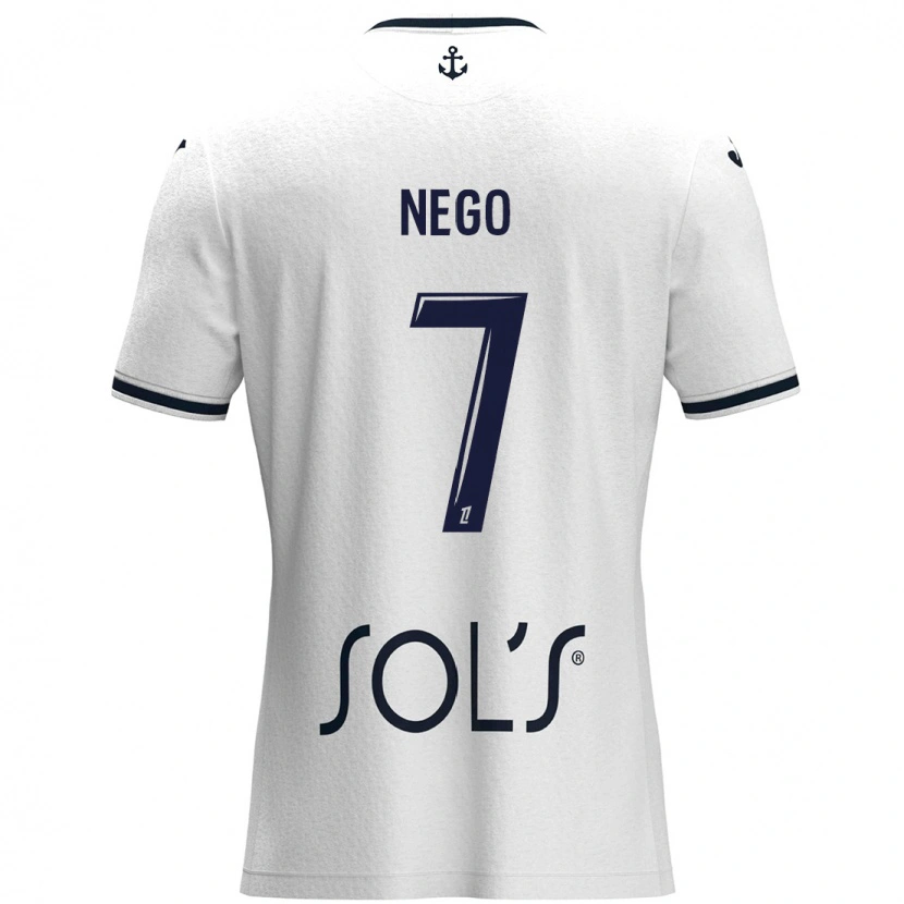 Danxen Kvinnor Loïc Nego #7 Vit Mörkblå Bortatröja Matchtröjor 2024/25 Tröjor T-Tröja