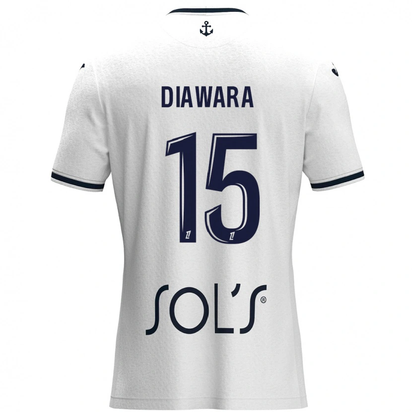 Danxen Kvinnor Kandet Diawara #15 Vit Mörkblå Bortatröja Matchtröjor 2024/25 Tröjor T-Tröja