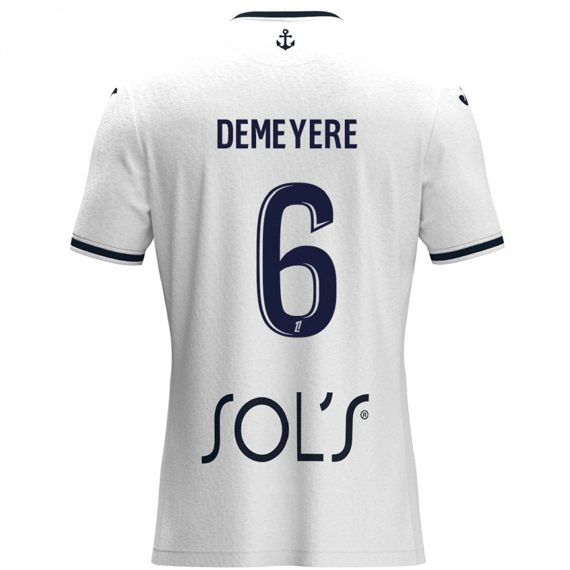 Danxen Kvinnor Silke Demeyere #6 Vit Mörkblå Bortatröja Matchtröjor 2024/25 Tröjor T-Tröja