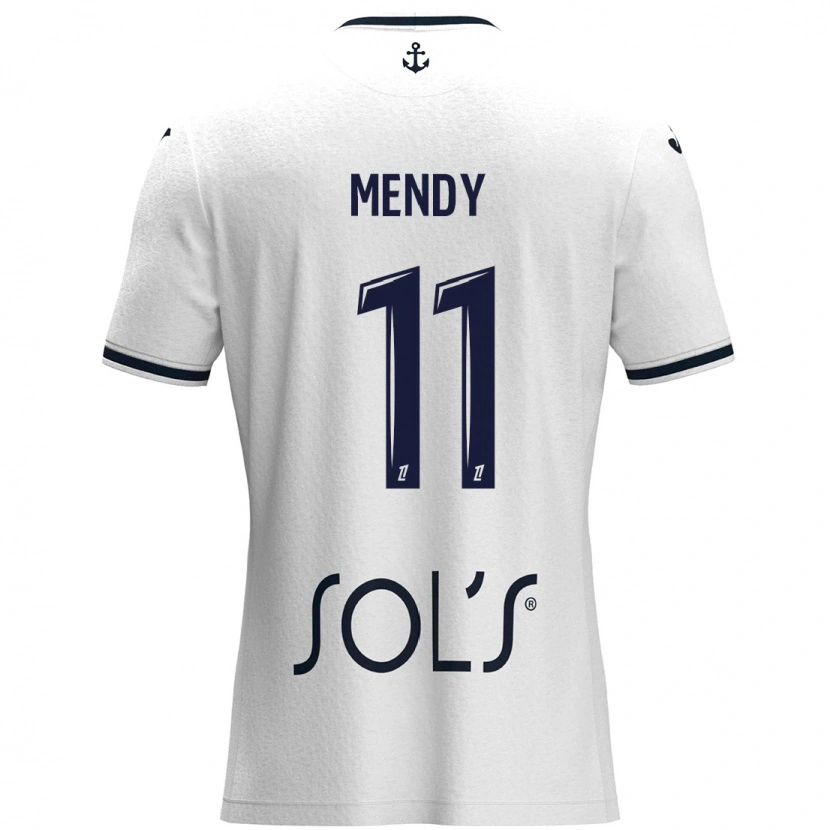 Danxen Kvinnor Mélinda Mendy #11 Vit Mörkblå Bortatröja Matchtröjor 2024/25 Tröjor T-Tröja