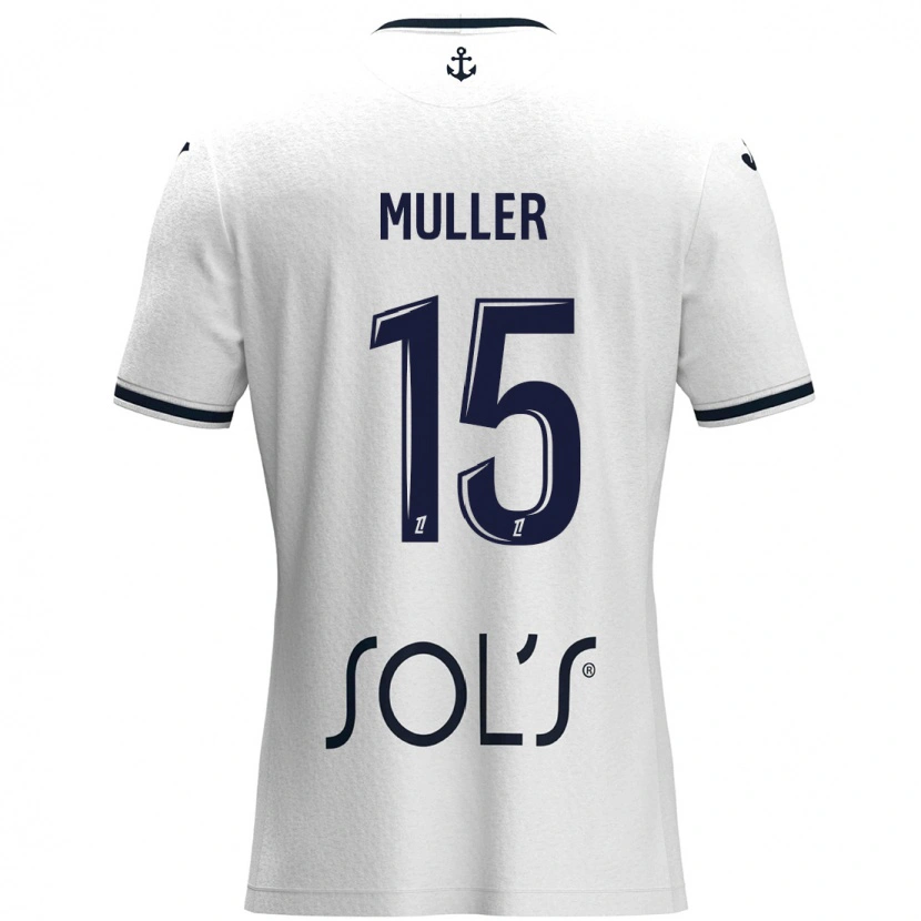 Danxen Kvinnor Laura Muller #15 Vit Mörkblå Bortatröja Matchtröjor 2024/25 Tröjor T-Tröja