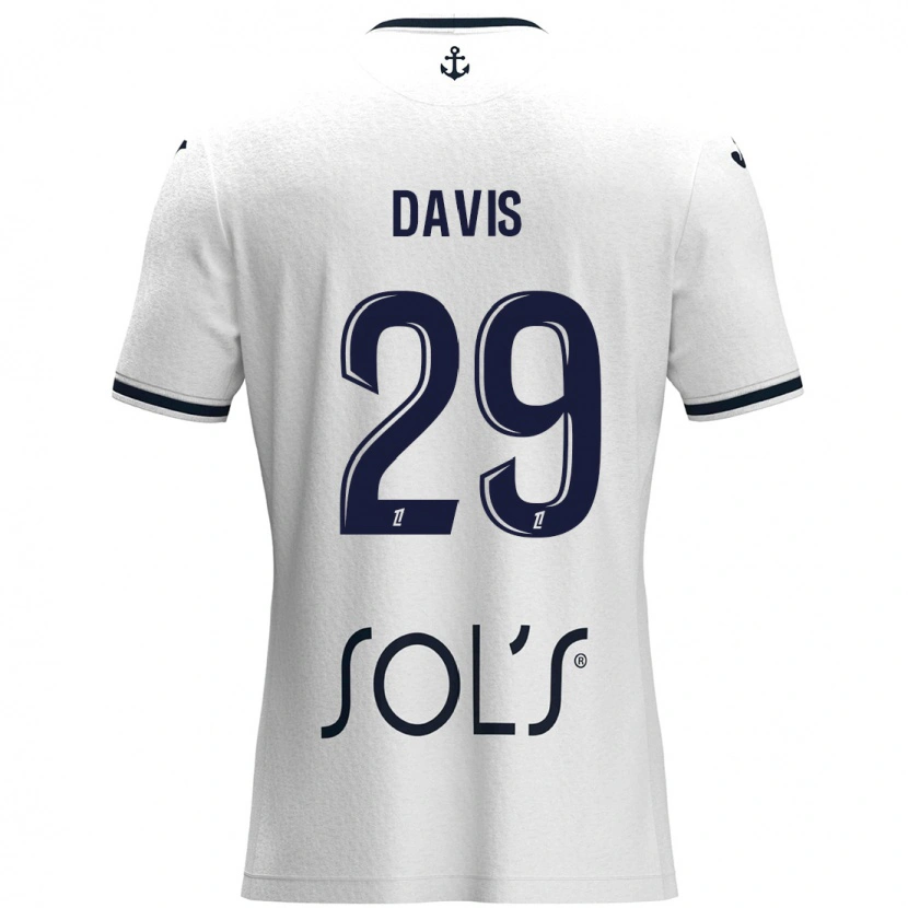 Danxen Kvinnor Deja Davis #29 Vit Mörkblå Bortatröja Matchtröjor 2024/25 Tröjor T-Tröja