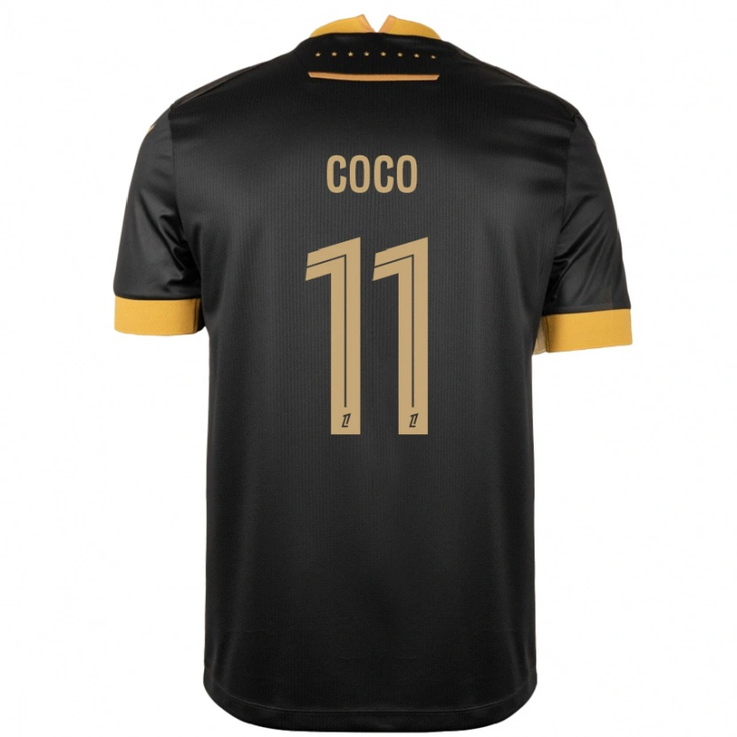Danxen Kvinnor Marcus Coco #11 Svart Brun Bortatröja Matchtröjor 2024/25 Tröjor T-Tröja
