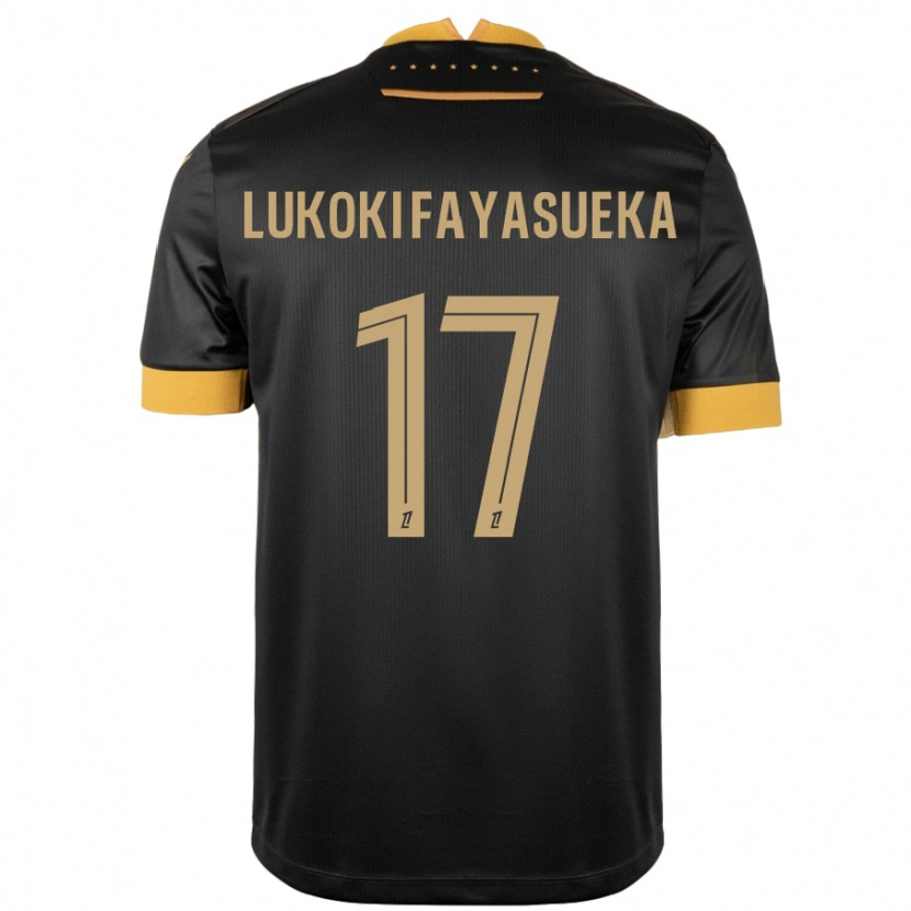 Danxen Kvinnor Kévin Lukoki Fayasueka #17 Svart Brun Bortatröja Matchtröjor 2024/25 Tröjor T-Tröja