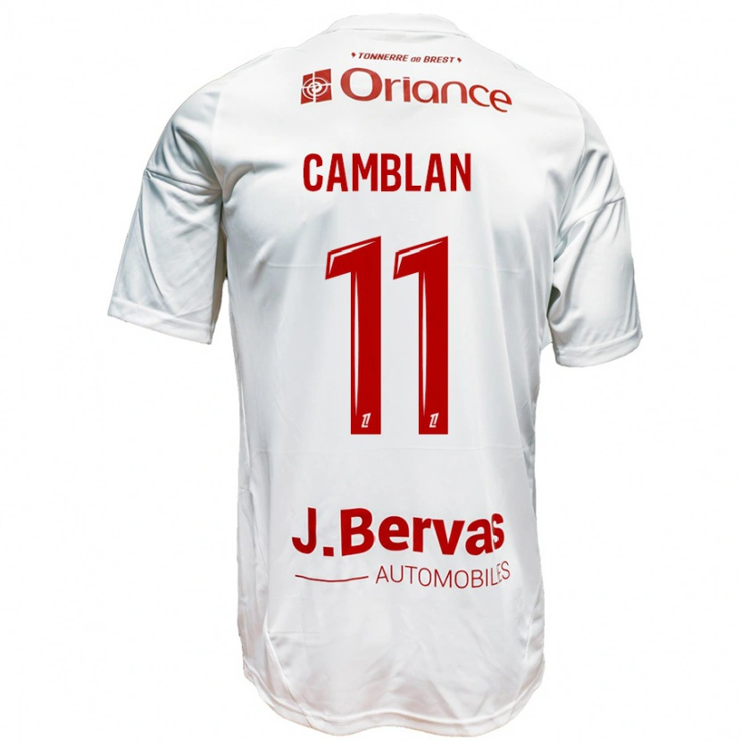 Danxen Kvinnor Axel Camblan #11 Vit Röd Bortatröja Matchtröjor 2024/25 Tröjor T-Tröja