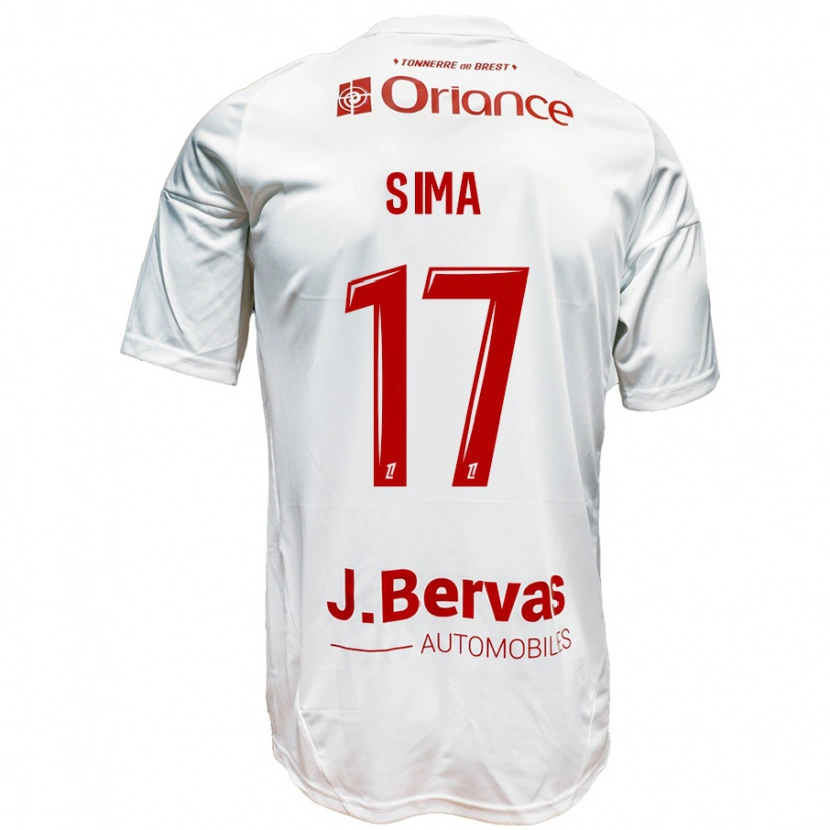 Danxen Kvinnor Abdallah Sima #17 Vit Röd Bortatröja Matchtröjor 2024/25 Tröjor T-Tröja