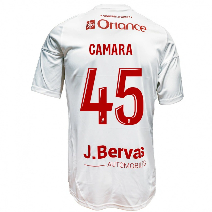 Danxen Kvinnor Mahdi Camara #45 Vit Röd Bortatröja Matchtröjor 2024/25 Tröjor T-Tröja