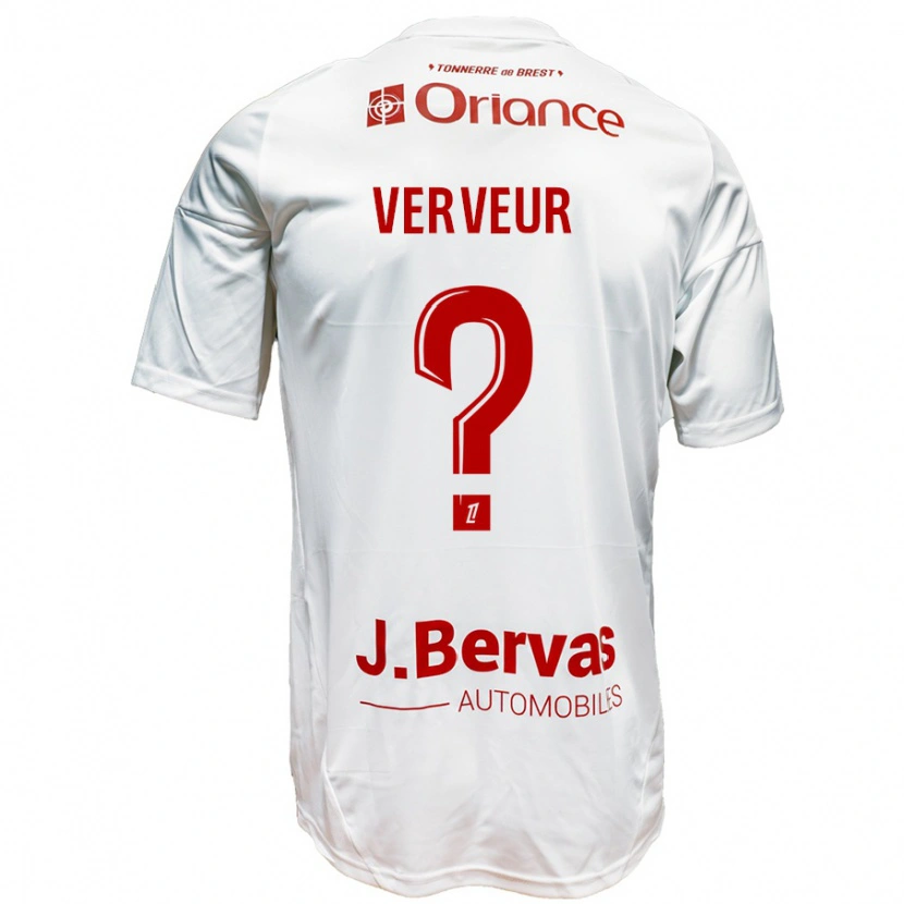 Danxen Kvinnor Titouan Verveur #0 Vit Röd Bortatröja Matchtröjor 2024/25 Tröjor T-Tröja
