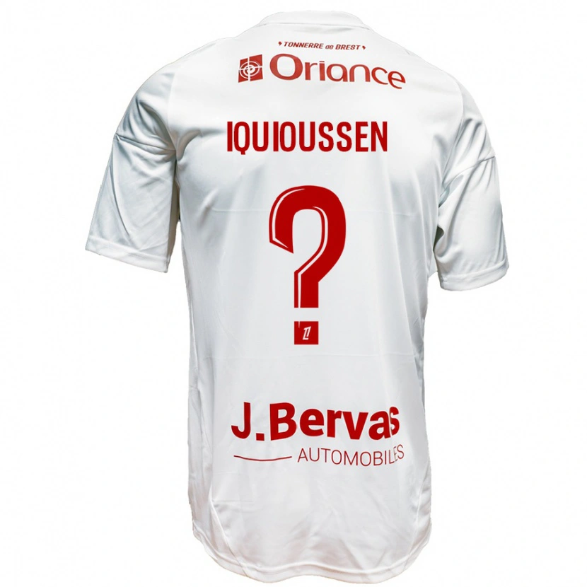 Danxen Kvinnor Adam Iquioussen #0 Vit Röd Bortatröja Matchtröjor 2024/25 Tröjor T-Tröja