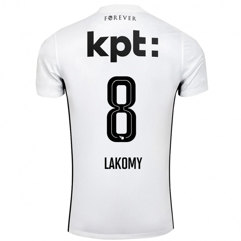 Danxen Kvinnor Lukasz Lakomy #8 Vit Svart Bortatröja Matchtröjor 2024/25 Tröjor T-Tröja