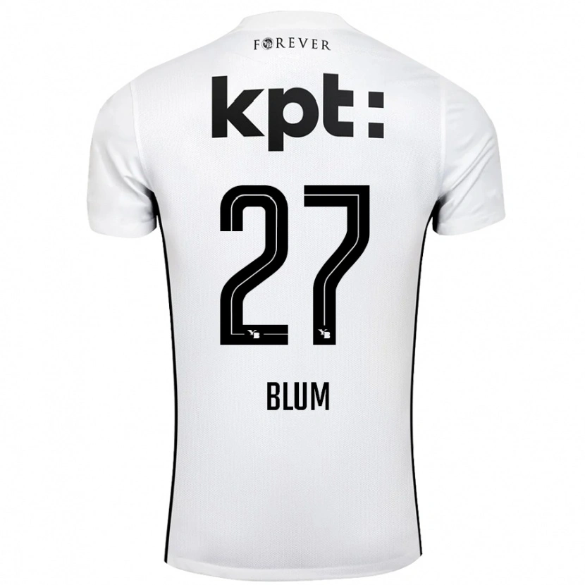Danxen Kvinnor Lewin Blum #27 Vit Svart Bortatröja Matchtröjor 2024/25 Tröjor T-Tröja