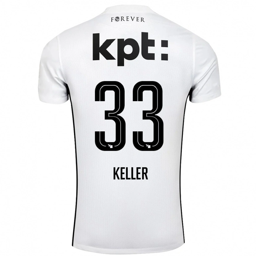 Danxen Kvinnor Marvin Keller #33 Vit Svart Bortatröja Matchtröjor 2024/25 Tröjor T-Tröja