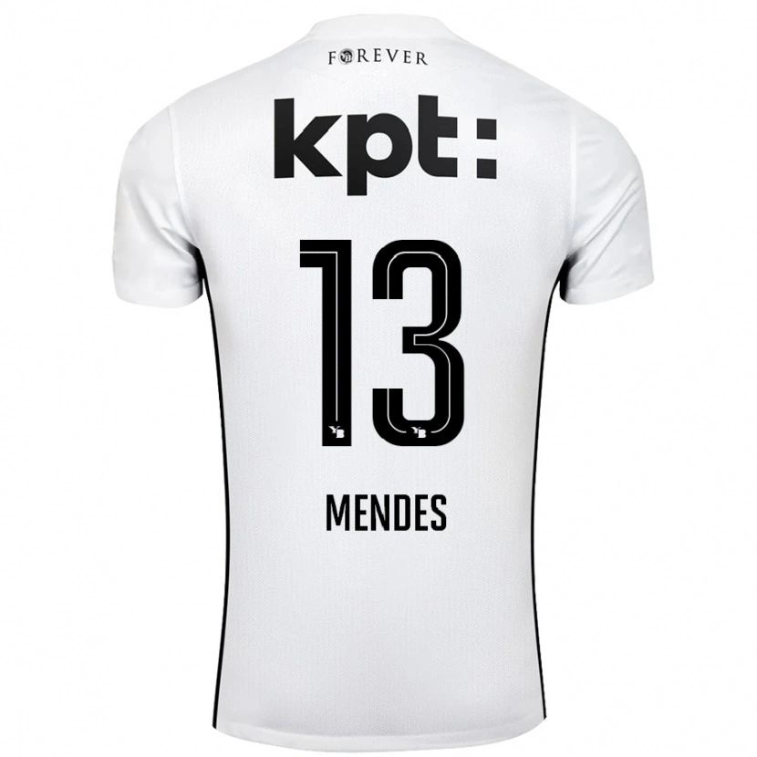 Danxen Kvinnor Daniel Mendes #13 Vit Svart Bortatröja Matchtröjor 2024/25 Tröjor T-Tröja
