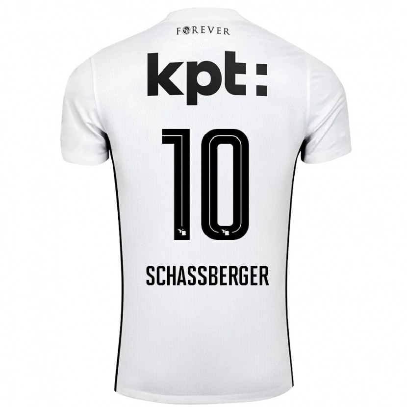 Danxen Kvinnor Julia Schassberger #10 Vit Svart Bortatröja Matchtröjor 2024/25 Tröjor T-Tröja