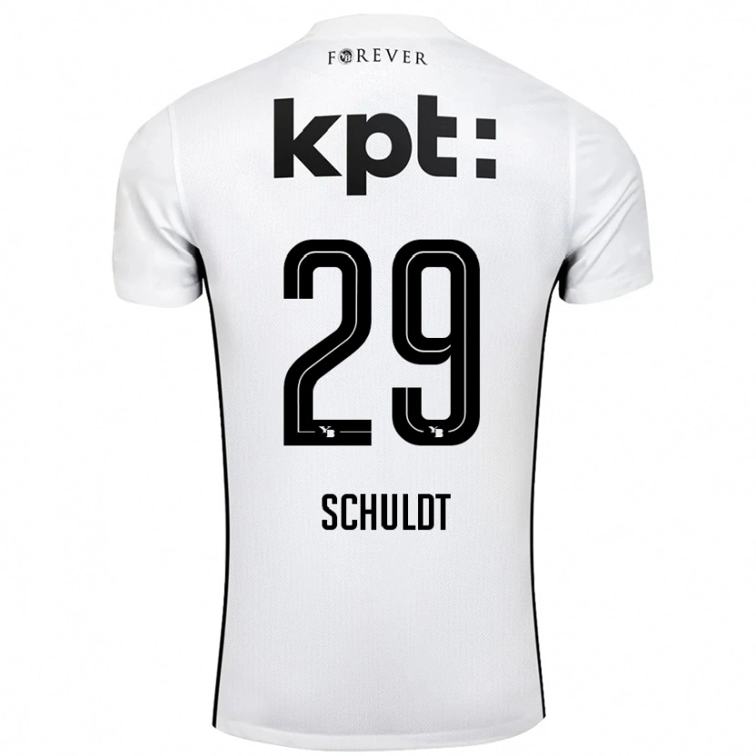 Danxen Kvinnor Inga Schuldt #29 Vit Svart Bortatröja Matchtröjor 2024/25 Tröjor T-Tröja