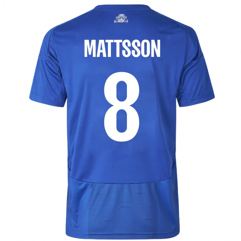 Danxen Kvinnor Magnus Mattsson #8 Vit Blå Bortatröja Matchtröjor 2024/25 Tröjor T-Tröja