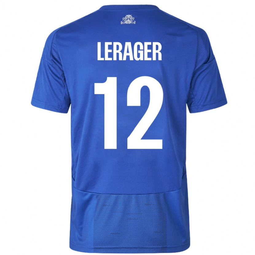 Danxen Kvinnor Lukas Lerager #12 Vit Blå Bortatröja Matchtröjor 2024/25 Tröjor T-Tröja